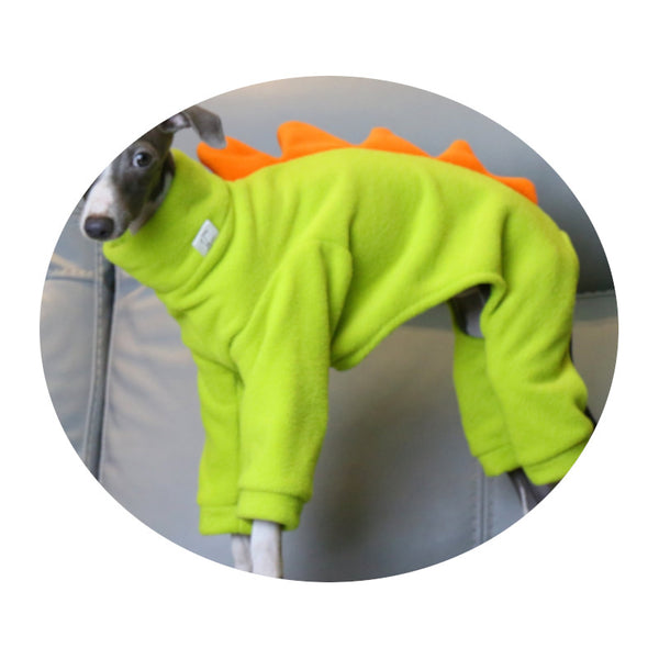 S Adorable Dinosaur Fleece Dog Jumpsuit Warm Winter Pajamas For Whippets & Italian Greyhounds Dog Clothing & Shoes