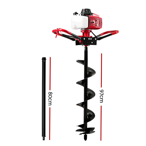 Giantz 92Cc Post Hole Digger 200Mm Petrol Drill Extension Auger Bits Post Hole Diggers & Augers