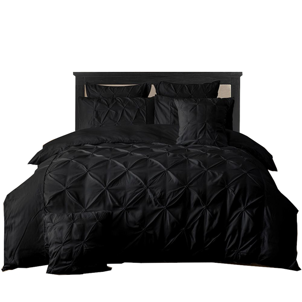Fabric Fantastic Diamond Pintuck Black Duvet Quilt Cover Set Quilt Covers