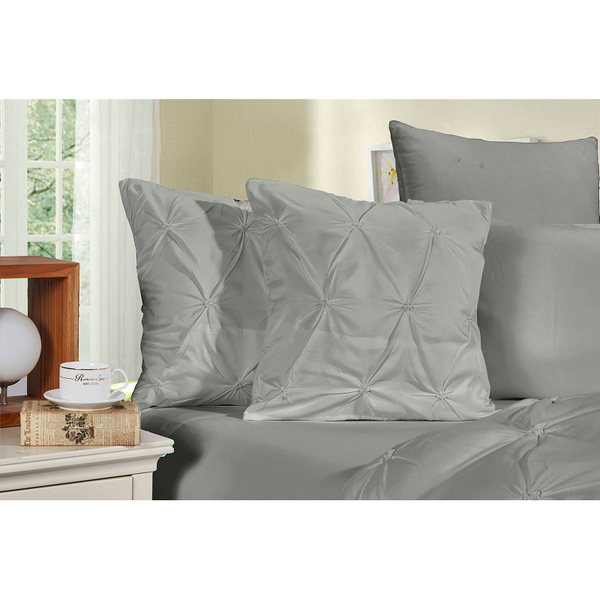 Fabric Fantastic Diamond Pintuck Premium Ultra Soft 2 Pack Grey Cushion Covers