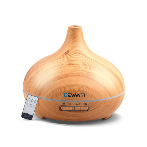 Devanti 300Ml 4 In 1 Aroma Diffuser Light Wood Diffusers