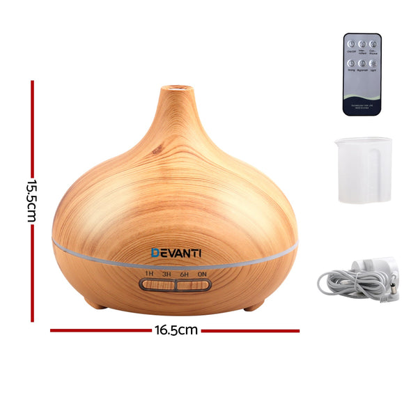 Devanti 300Ml 4 In 1 Aroma Diffuser Light Wood Diffusers