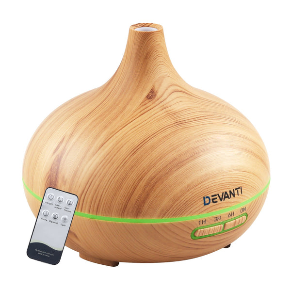 Devanti 300Ml 4 In 1 Aroma Diffuser Light Wood Diffusers