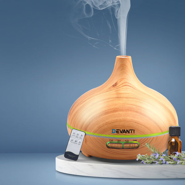 Devanti 300Ml 4 In 1 Aroma Diffuser Light Wood Diffusers