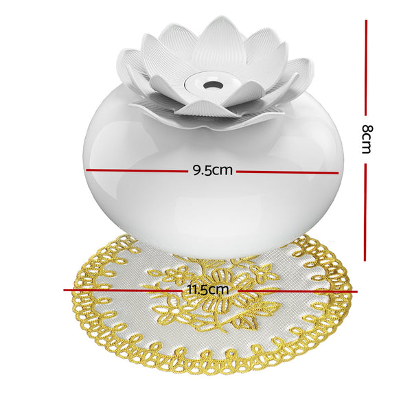 Devanti Aromatherapy Diffuser Ceramic Essential Oils Air Humidifier Lotus