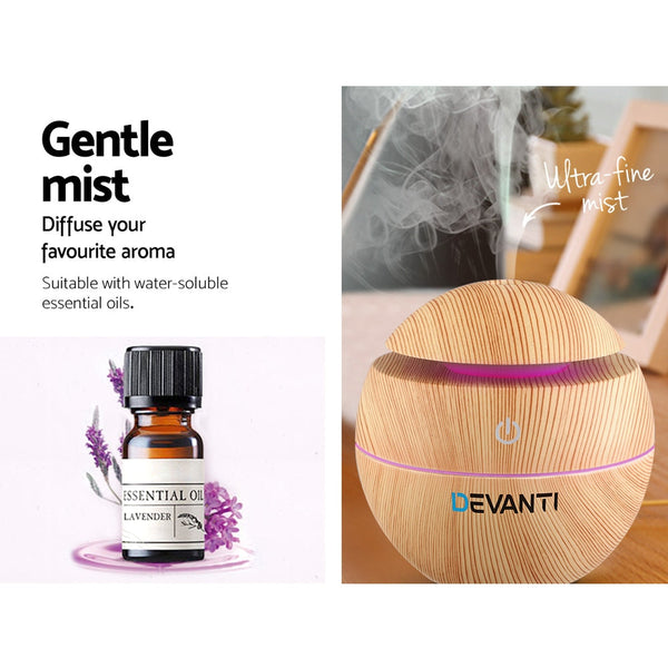 Devanti Aromatherapy Diffuser Essential Oils Air Humidifier Led Light 130Ml Diffusers