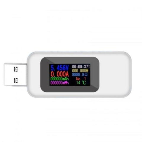 Digital 10 In Colorful Lcd Display Usb Voltage Current Tester White