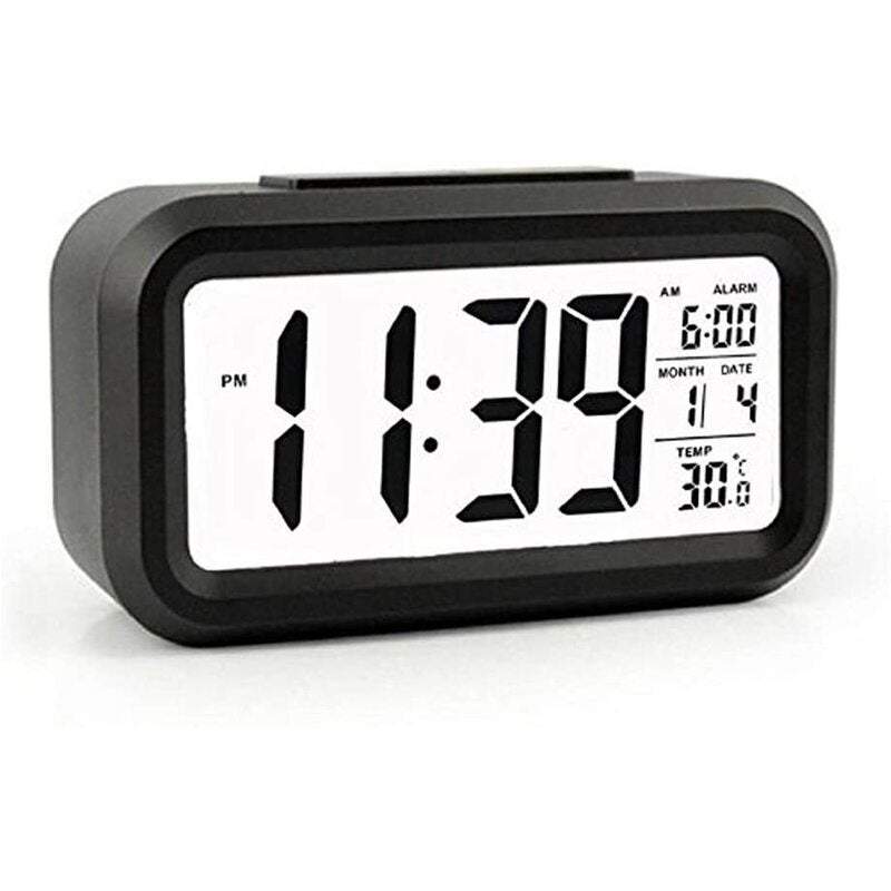 Clocks Digital Alarm Battery Operated Smart Sensor Mini Night Light Date Temperature 12 / 24Hr Switchable For Bedroom Heavy Sleepers Travel Alarm Cloc