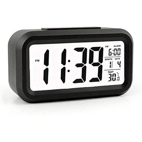 Clocks Digital Alarm Battery Operated Smart Sensor Mini Night Light Date Temperature 12 / 24Hr Switchable For Bedroom Heavy Sleepers Travel