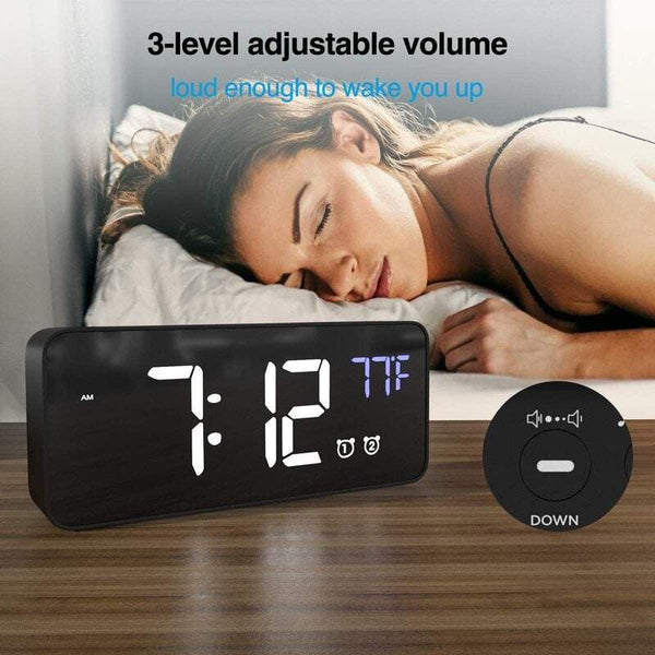 Clocks Digital Alarm Rechargeable 6 Inch Led Display Dual Sleep Full Range Brightness Temperature Detection Adjustable