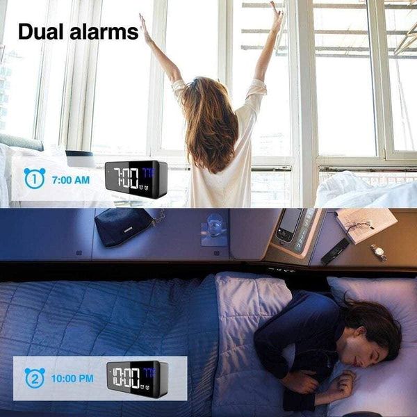 Clocks Digital Alarm Rechargeable 6 Inch Led Display Dual Sleep Full Range Brightness Temperature Detection Alarm Clocks & Clock Radios