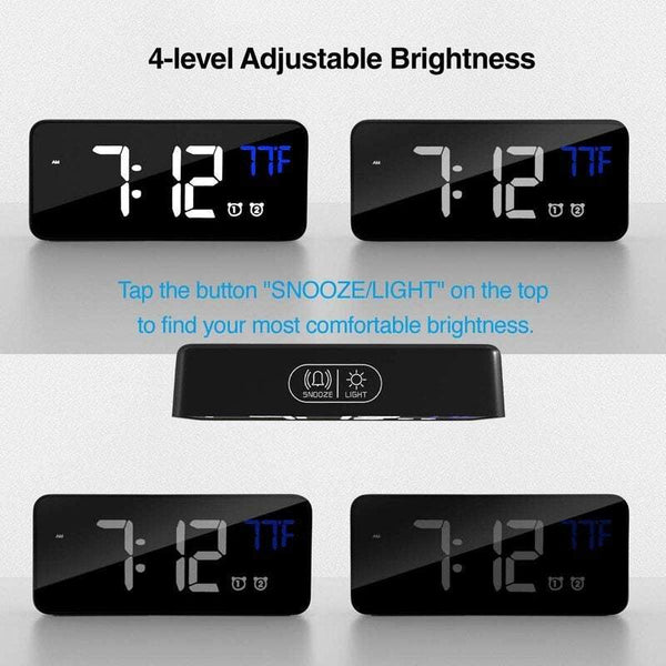 Clocks Digital Alarm Rechargeable 6 Inch Led Display Dual Sleep Full Range Brightness Temperature Detection Adjustable
