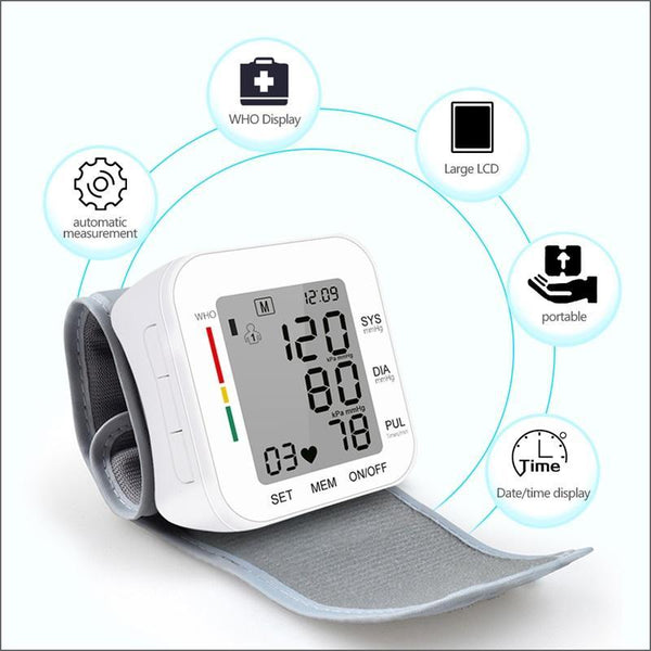 Automatic Digital Wrist Blood Pressure Monitor With Lcd Display Blood Pressure Monitoring