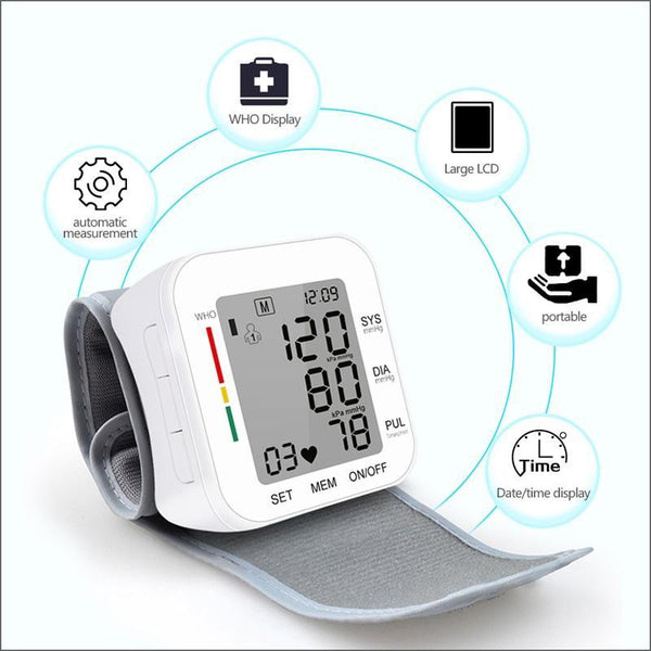 Automatic Digital Wrist Blood Pressure Monitor With Lcd Display
