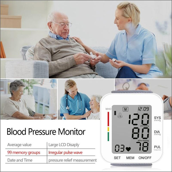 Automatic Digital Wrist Blood Pressure Monitor With Lcd Display Blood Pressure Monitoring