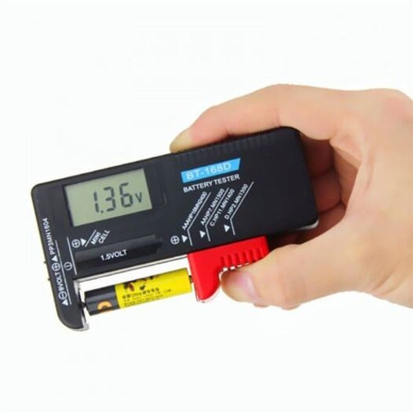 Digital Battery Tester Volt Checker For Aa Aaa 9V 1.5V Button Cell Black Battery Testers