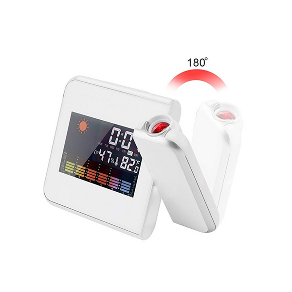 Digital Lcd Time Projector Snooze Alarm Clock Temperature Weather Humidity Led White Alarm Clocks & Clock Radios