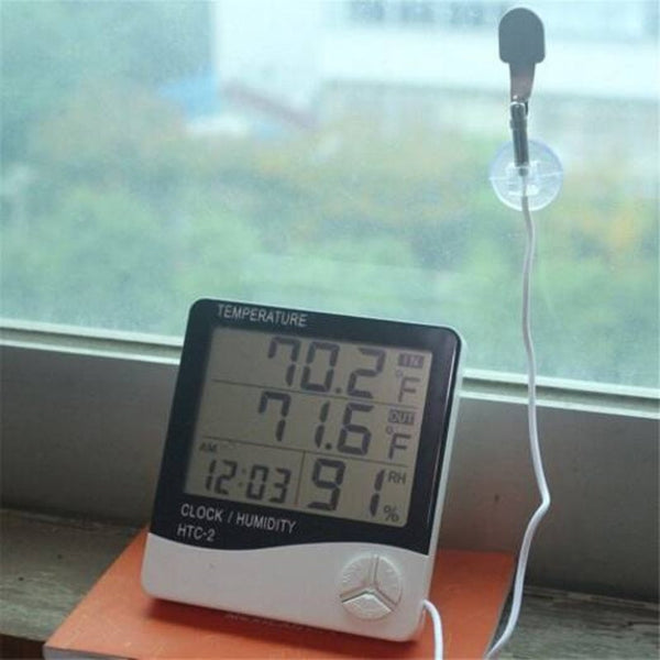 Digital Thermometer Hygrometer Electronic Lcd Humidity Meter Indoor Outdoor White Thermometers