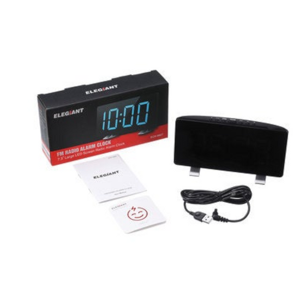 Digital Alarm Clock Automatic Dimmer With Fm Radio Dual Alarms 6.7'' Led Screen Usb Port For Charging