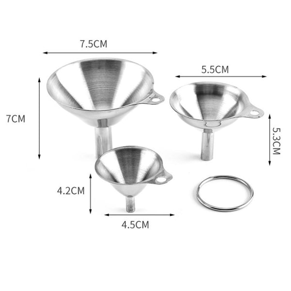 Stainless Steel All Purpose Mini Oil Wine Integrated Funnel Liquid Funnels