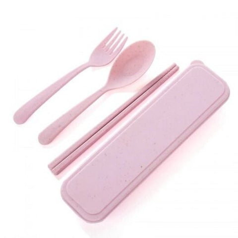 3Pcs Set Travel Cutlery Portable Eco-Friendly Dinnerware With Carrying Box