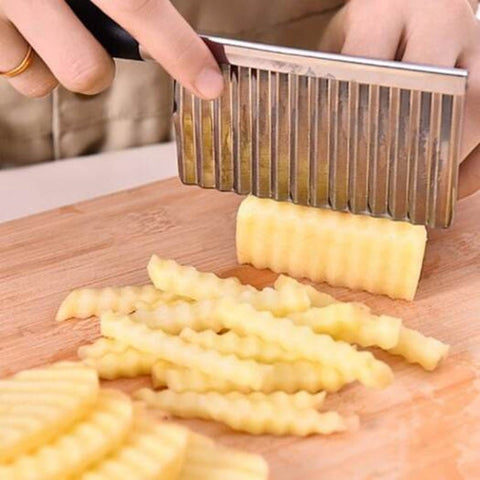 Wave Shaped Potato Cutter Stainless Steel Knife Silver