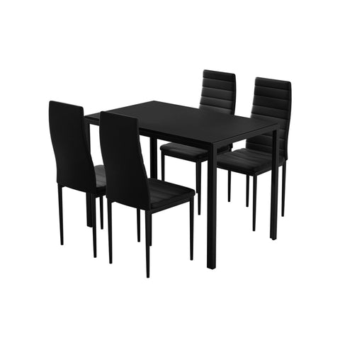 Artiss Dining Chairs And Table Set 4 Of 5 Wooden Top Black