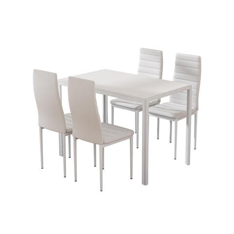Artiss Dining Chairs And Table Set 4 Of 5 Wooden Top White