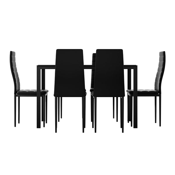 Artiss Dining Chairs And Table Set 6 Of 7 Wooden Top Black