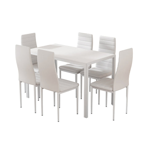 Artiss Dining Chairs And Table Set 6 Of 7 Wooden Top White
