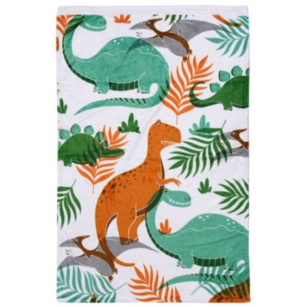 Dinosaur Pattern Double Sided Flannel Home Nap Warm Blanket Multi W27.6 X L39.4 Inch
