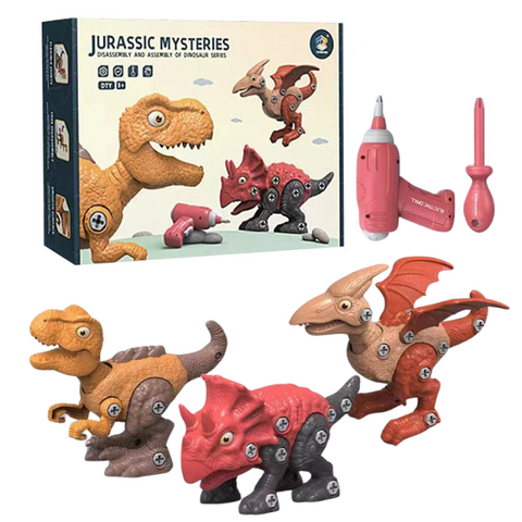 Disassemble Blocks Jurassic Dinosaurs Building Toys Battery Drill Tyrannosaurus Rex Wyvern Velociraptor Stegosaurus 3 Building Toys Sets & Packs