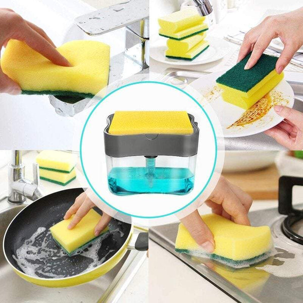 Washing Machines Dishwashing Soap Dispenser Sponge Holder 2 In 1 Box Countertop Pump Soap Dishes & Dispensers