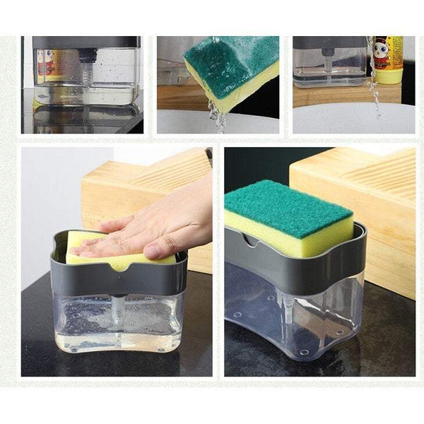 Washing Machines Dishwashing Soap Dispenser Sponge Holder 2 In 1 Box Countertop Pump Soap Dishes & Dispensers
