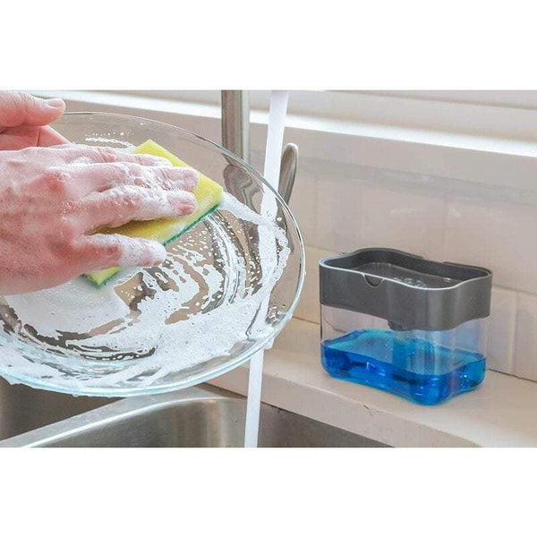 Washing Machines Dishwashing Soap Dispenser Sponge Holder 2 In 1 Box Countertop Pump Soap Dishes & Dispensers