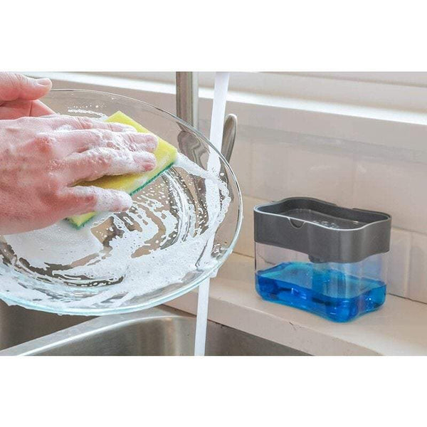 Washing Machines Dishwashing Soap Dispenser Sponge Holder 2 In 1 Box Countertop Pump