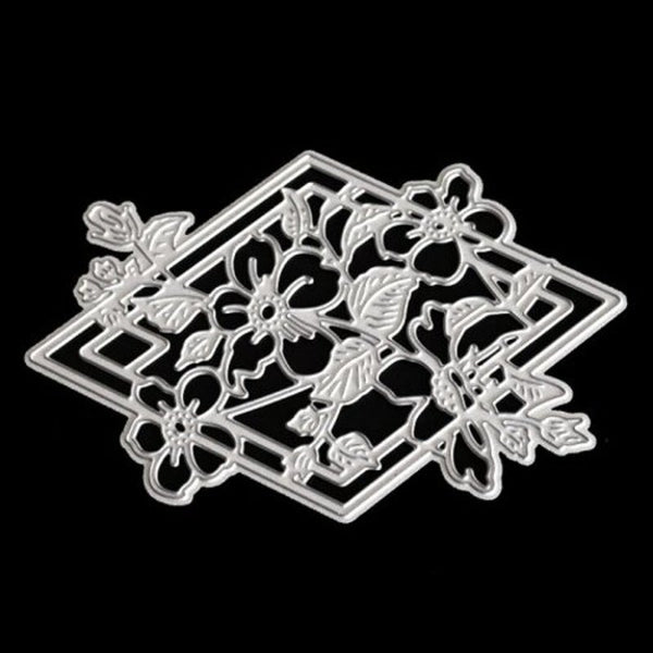 Diy Diamond Flower Pattern Embossing Cutting Dies Silver