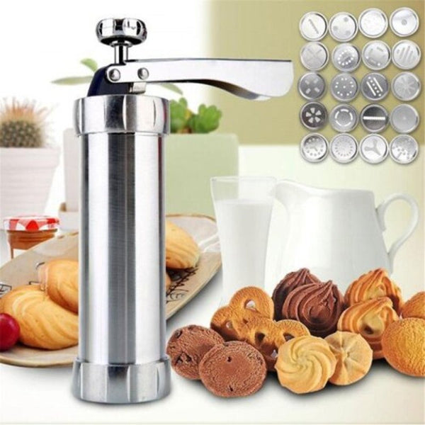 Diy Manual Cake Biscuit Machine Tool Cookie Mould 20 Pieces Piping Different Molds Nozzle Silver Other Baking Accessories