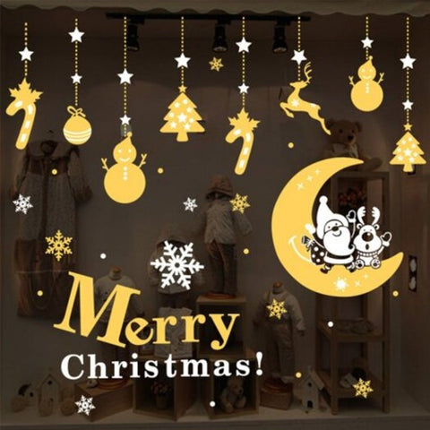 Diy Merry Christmas Wall Stickers Window Glass Festival Decals Santa Murals H
