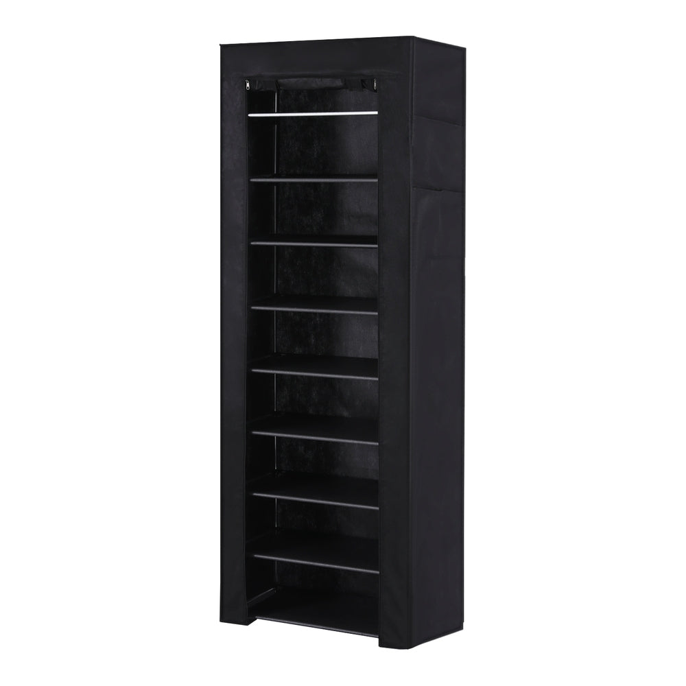 Artiss Shoe Rack 10 Tier 27 Pairs Removable Cover Black Shoe Racks