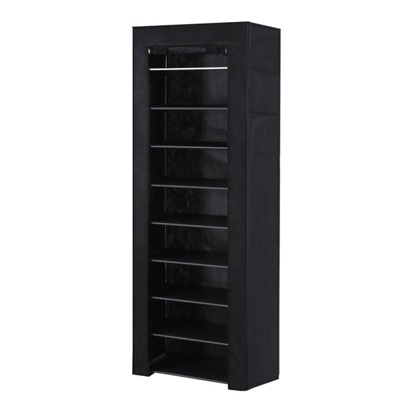 Artiss Shoe Rack 10 Tier 27 Pairs Removable Cover Black Shoe Racks