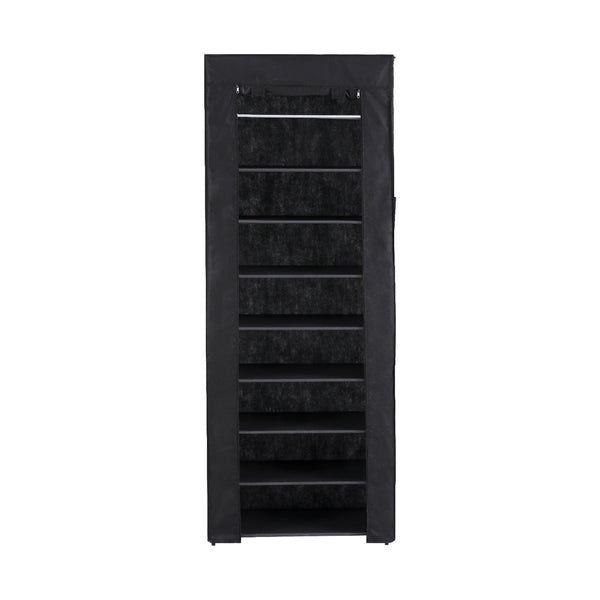 Artiss Shoe Rack 10 Tier 27 Pairs Removable Cover Black Shoe Racks