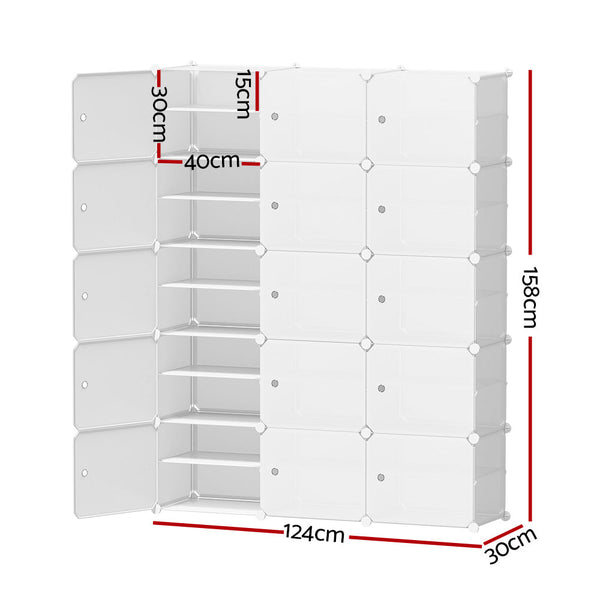 Artiss Shoe Cabinet Diy Box White Cube Portable Organiser Storage Stand