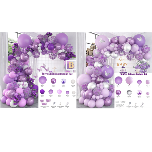 Balloons Butterfly Garland Arch Kit Purple Birthday Party Wedding Decor
