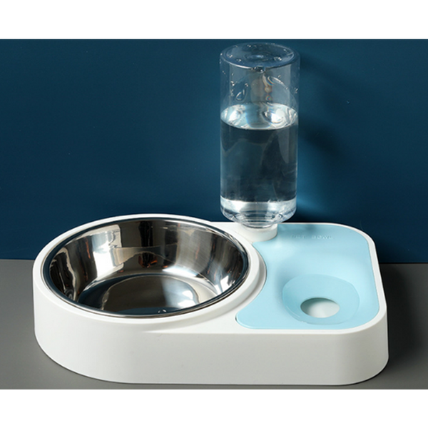 Pet Automatic 2 In 1 Food Water Feeder Stainless Steel Dish Bowl