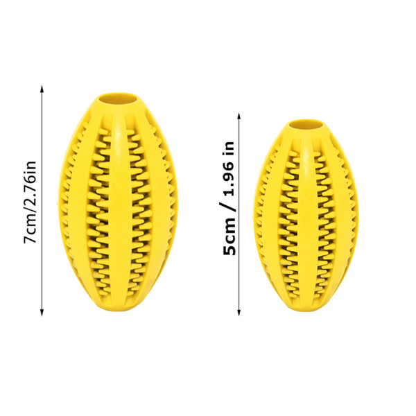 Dog Chew Toy Rubber Ball Treat Dispenser Dental Cleaning Training Play Yellow Spherical (Large) Dog Toys