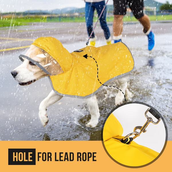 Dog Raincoat Adjustable Transparent Hood Double Layer Reflective Stripes Storage Compartment Poncho Size Xl Dog Clothing & Shoes