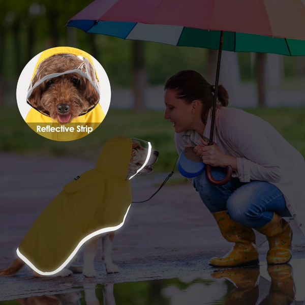 Dog Raincoat Adjustable Transparent Hood Double Layer Reflective Stripes Storage Compartment Poncho Size Xl Dog Clothing & Shoes