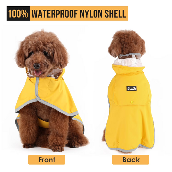 Dog Raincoat Adjustable Transparent Hood Double Layer Reflective Stripes Storage Compartment Poncho Xxl Dog Clothing & Shoes