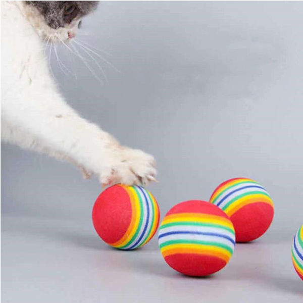 Dog Supplies 3Pcs Pet Cat Play Balls Foam Rainbow Cat Toys
